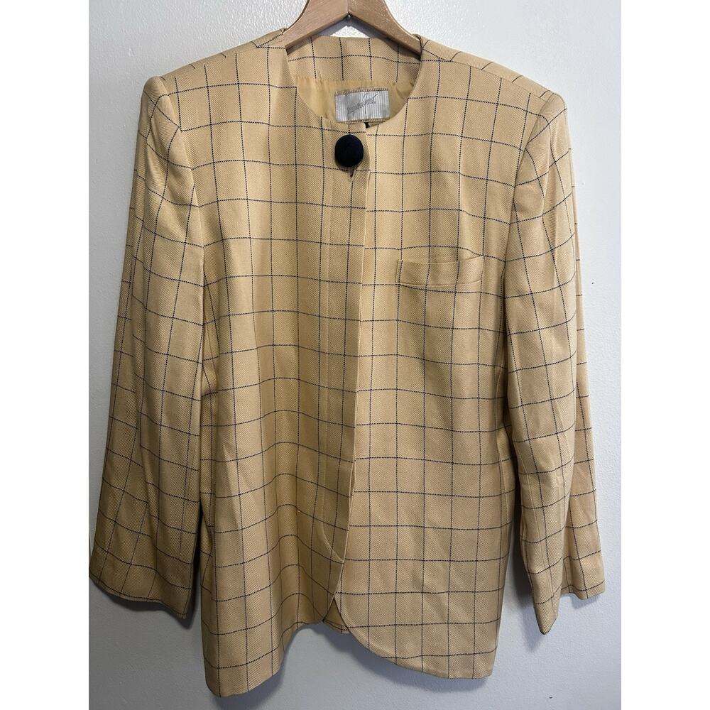 VTG Jacqueline Ferrar Women’s Blazer Jacket Size 14 Yellow Long Sleeve 90s